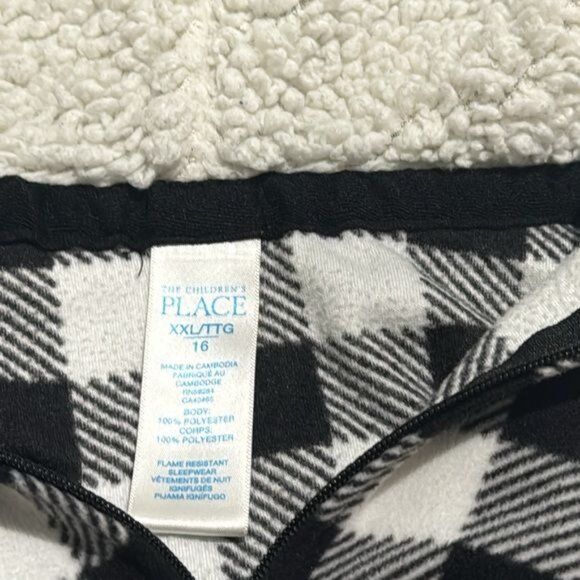 The Childrens Place Kids Buffalo Plaid Hooded Onesie Pajama XXL - Picture 4 of 8